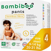 Scutece de unică folosință Bambiboo, prietenoase cu pielea, cu fibre fine de bambus - Chiloți pentru scutece pentru bebeluși - Huse de scutece de unică folosință - Protecție pentru pielea sensibilă - Foarte absorbante - Mărimea 4 (Maxi), 16 bucăți