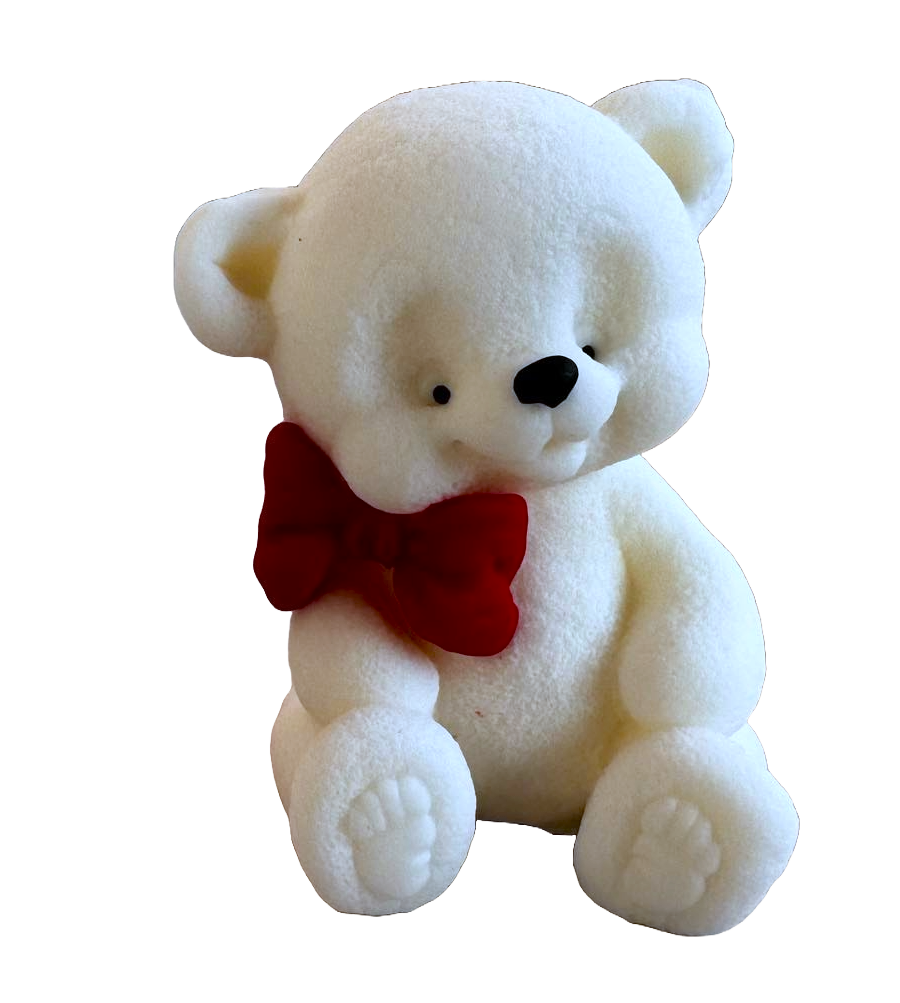 Decoratiune comestibila din pasta de zahar, Ursulet alb cu papion rosu Decoratiuni din Pasta de Zahar Naty Shop
