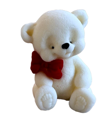 Decoratiune comestibila din pasta de zahar, Ursulet alb cu papion rosu Decoratiuni din Pasta de Zahar Naty Shop