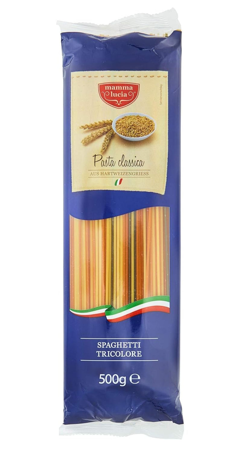Spaghetti Tricolore z pomidorami i szpinakiem, opakowanie 5 szt. (5 x 500g)