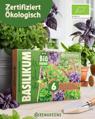 Organiczne nasiona bazylii w zestawie 6–6 nasion bazylii do łatwej uprawy w ogrodzie, na balkonie lub na podwyższonej grządce - Nasiona roślin - Sadzonki