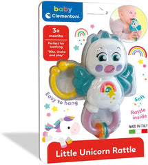 Clementoni 17778 - Little Unicorn Rattle - Sonaglio Neonato Con Massaggiagengive, Giocattolo Bambini 3 Mesi, Rafforza Le Capacità Motorie E Sensoriali - Made in Italy Jucarii Bebe Naty Shop