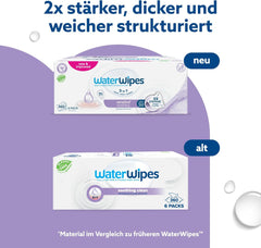 WaterWipes Sensitive+ Soothing Clean 360 szt. (6 szt.) 3 w 1 oczyszczające, pielęgnujące i łagodzące chusteczki dla dzieci 99% wody z ekstraktem roślinnym