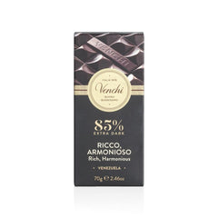 Venchi - Tabliczka czekolady 85%, 70g - Z chrupiącymi palonymi ziarnami kakaowca - Bezglutenowa - Wegańska