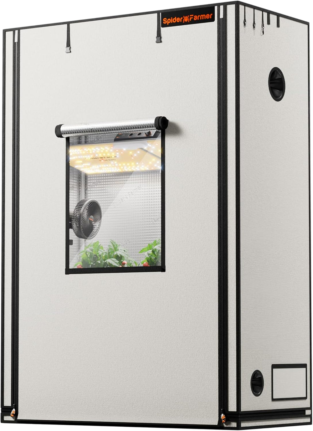 Namiot do uprawy Spider Farmer Pro 70x140x200 cm z drzwiami rolowanymi, oknem obserwacyjnym, zdejmowanym panelem podłogowym, tkaniną Mylar 2000D, do hydroponiki wewnętrznej z SF4000, G4500, SE4500