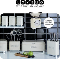 KitchenCraft Lovello caddy pentru ceai, caddy din oțel alb, suprafață texturată, stil 1950 cu capac, pentru ceai vrac și pliculețe de ceai, 11 cm x 11 cm x 19 cm, Ice White Cutii depozitare alimente Naty Shop