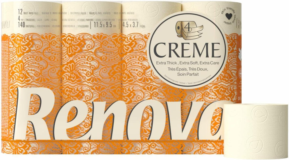 Hârtie igienică Renova 4 straturi cremă parfumată, 12 role rolă
