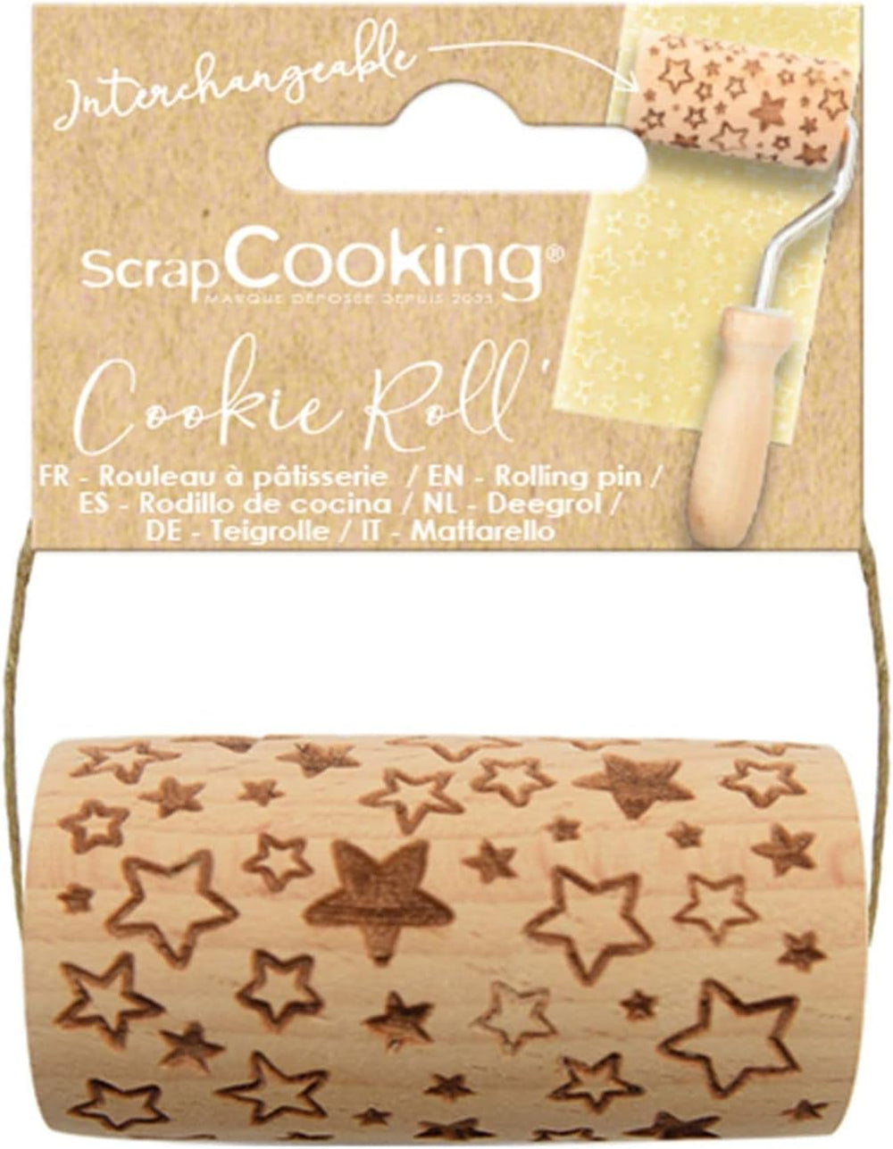 GOTOWANIE ZŁOMU - Mini-Roller aus Holz "Stern" – Deko mit eingravierten Abdrücken in Relief – Backform für Dekoration von Keksen, Keksen, Keksen – 5302