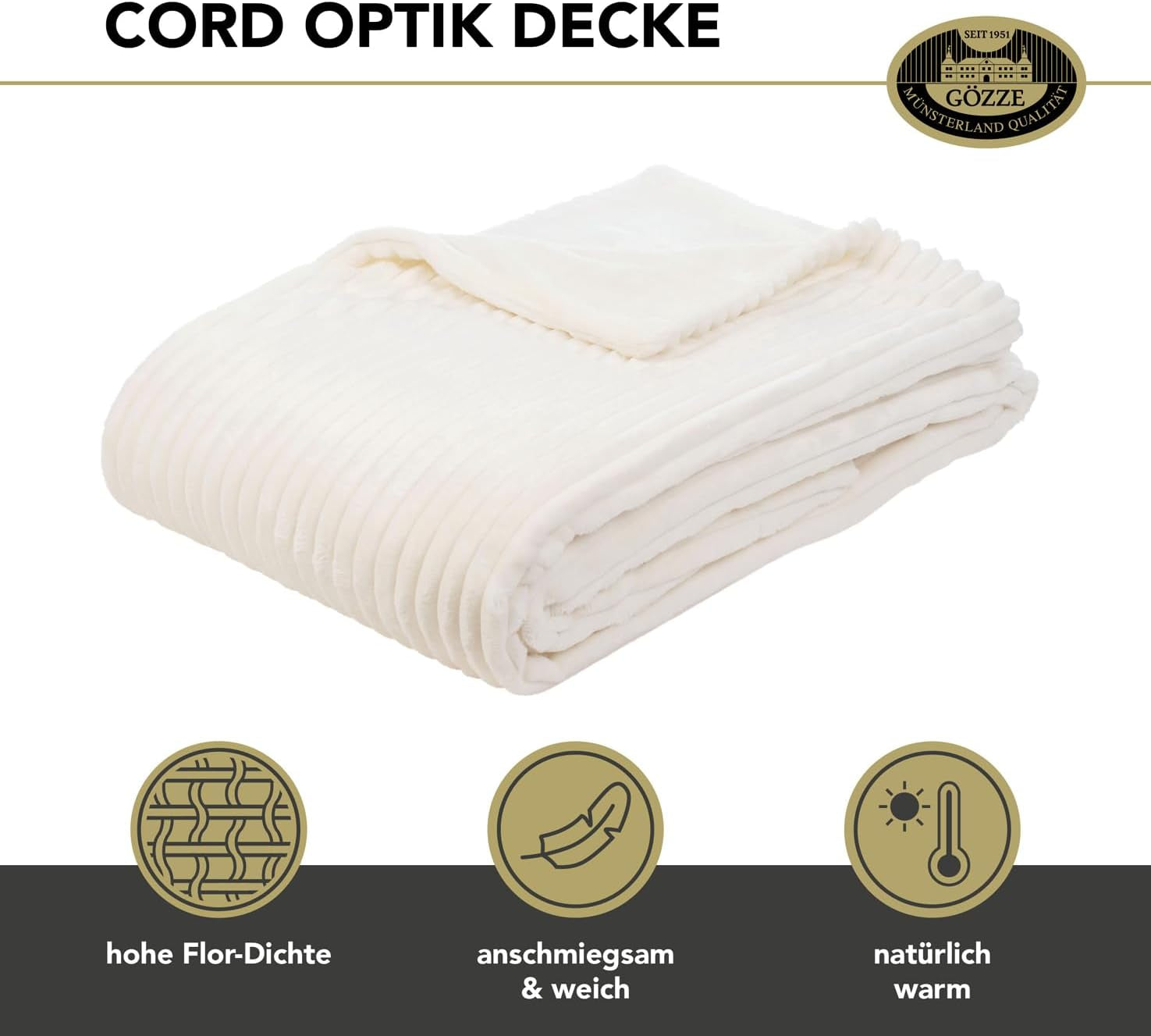 Covor de living Gözze în aspect de catifea, 150 X 200 cm, lână albă, 40067-00-150200 Paturi si Cuverturi Besuche den Gözze-Store