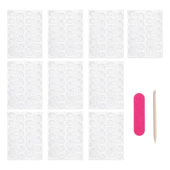 240 de bucăți de tampoane de lipici pentru unghii, tablă adezivă pentru unghii false, 10 coli de autocolante transparente, respirabile, super lipicioase, față-verso (gel jelly) pentru manichiură și unghii artificiale, inclusiv set de manichiură