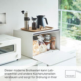 Yamazaki 4352 TOWER Coș pentru pâine, alb, oțel, minimalist, 40 x 34,5 x 24 cm Cutii depozitare alimente Naty Shop