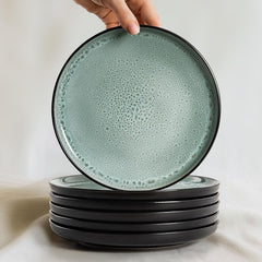 Set de veselă din gresie Twinzee, 24 de piese pentru 6 persoane - Set bol și farfurie - Veselă din gresie pentru cuptorul cu microunde - Colecția Riviera