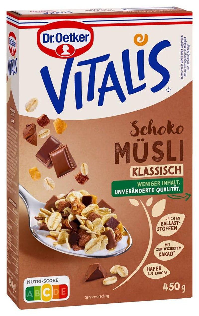 Dr. Oetker Vitalis Chocolate Muesli Classic: Muesli śniadaniowe z mleczną i gorzką czekoladą, opakowanie 7 szt. (7 x 600 g)