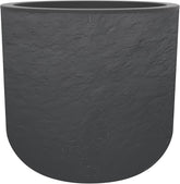 - Ghiveci rotund, 40 cm, Volcania'Up 32,5 l, aspect piatră, perete simplu, zonă rezervor apă, Ø 38,5 x Î. 36,8 cm, gri antracit