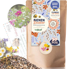 Blumenwiese Samen I 200 g I Blumensamen mehrjährig I Samen für Bienen Blumenmischung I Wildblumensamen f. Balkonblumen, Wildblumen I Wildblumensamen mehrjährig winterhart als Bienenweide