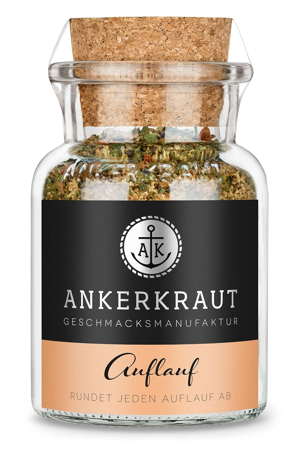 Ankerkraut Auflauf, für Gemüse-, Kartoffel- und Nudelauflauf, Gewürzsalz mit Pfeffer, Parsilie, Knoblauch, Karotte, 90 g w Korkenglas