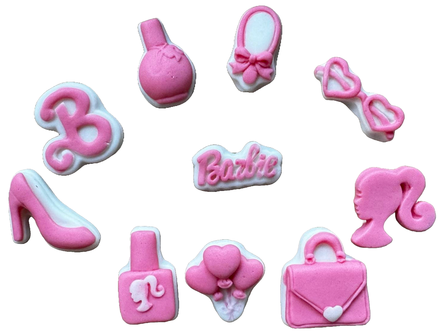 Set 10 decoratiuni comestibile din pasta de zahar, Barbie Decoratiuni din Pasta de Zahar Naty Shop
