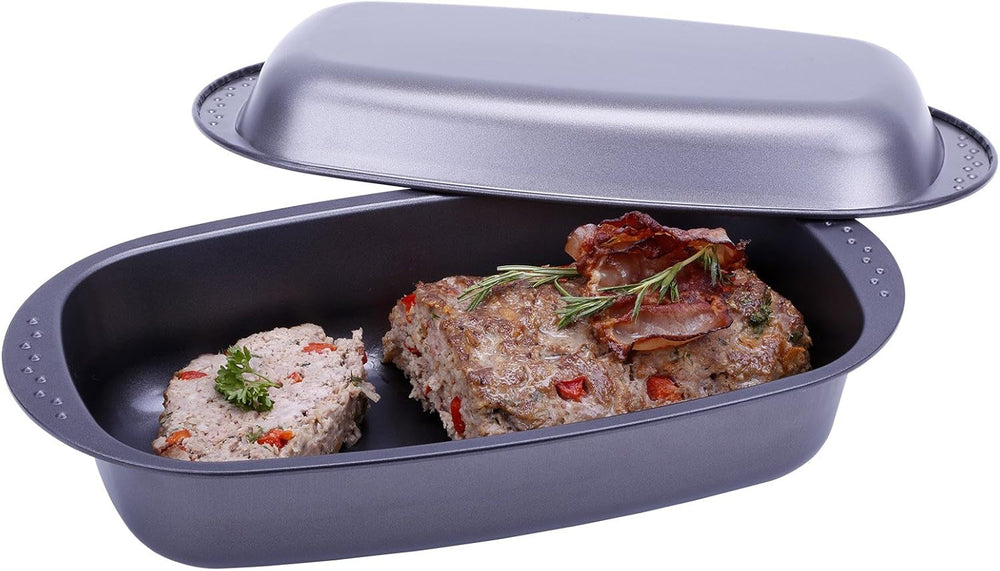 Chg 9942-04 Bratenform Mit Deckel, Antihaftbeschichte, antracytowo-metaliczny, 37 x 20 x 7 cm Formy i blachy do pieczenia Naty Shop