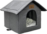 Katzenhaus Für Draußen Winterfest Wasserdicht Wetterfester Katzenhöhle Haustierhaus mit Plüschkissen Warm Hundehöhle Waschbar Hundehaus Tierheim Für Streuner Haustiere 45x40x45