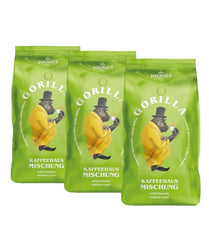Gorilla Kaffeehaus-Mischung, 3er Vorteilspack (3x 1000g), ganze Kaffeebohnen, Röstkaffee, Caffè
