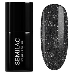 Lakier UV do paznokci Semilac 394 Sparkling Midnight Date 7 ml - Ciemne nocne niebo z efektem brokatu - Kolekcja Love Is In The Nails