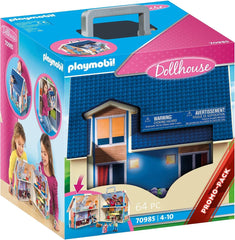 Dollhouse 70985 Casă de păpuși pliabilă cu mâner, jucărie pentru copii de la 4 ani și peste & Dollhouse 70209 Cameră pentru adolescenți cu figurină fetiță și accesorii, 4 ani și peste