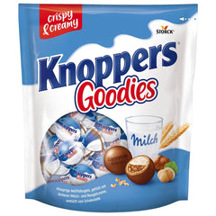 Knoppers Goodies Crunchy Minis – 1 x 180g – chrupiące kuleczki waflowe wypełnione kawałkami orzechów laskowych, mlekiem i kremem nugatowym, oblane czekoladą