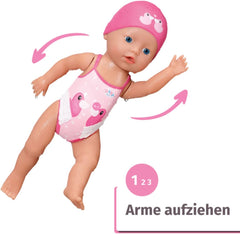 BABY Born Schwimmende Lizzie 30cm, Aufzieh-Badepuppe, wasserfest, funktioniert ohne Batterien, 30 cm große Puppe, 835302 Zapf Creation