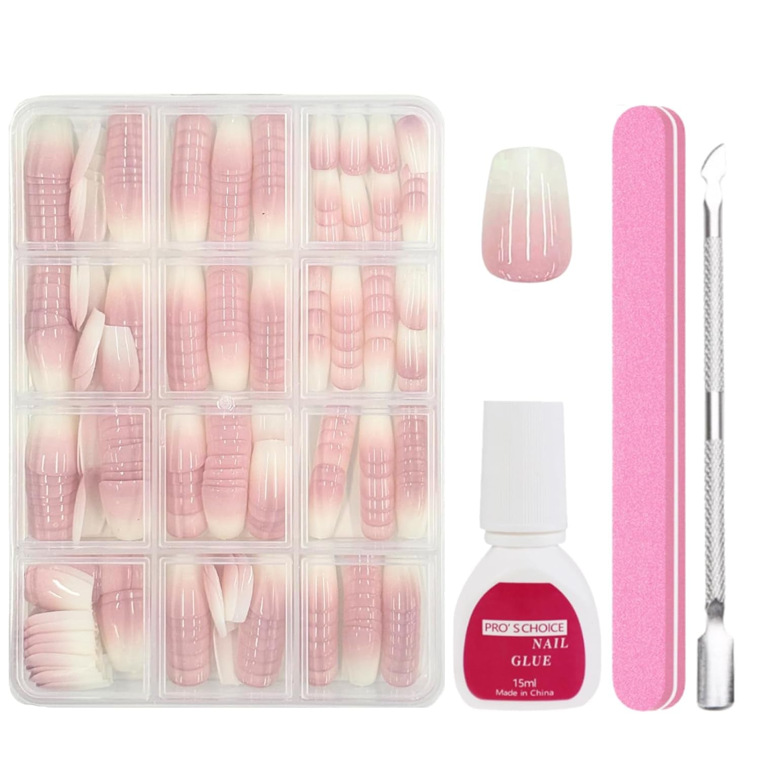 240 Stück Falsche Nägel Tips Set - Französisch Falsche Nägel Zum Aufkleben - Künstliche Nägel Medium Quadrat Ballerina Nail Art Manicure Fake Nails Für Damen Und Frauen (French Medium Ballerina)