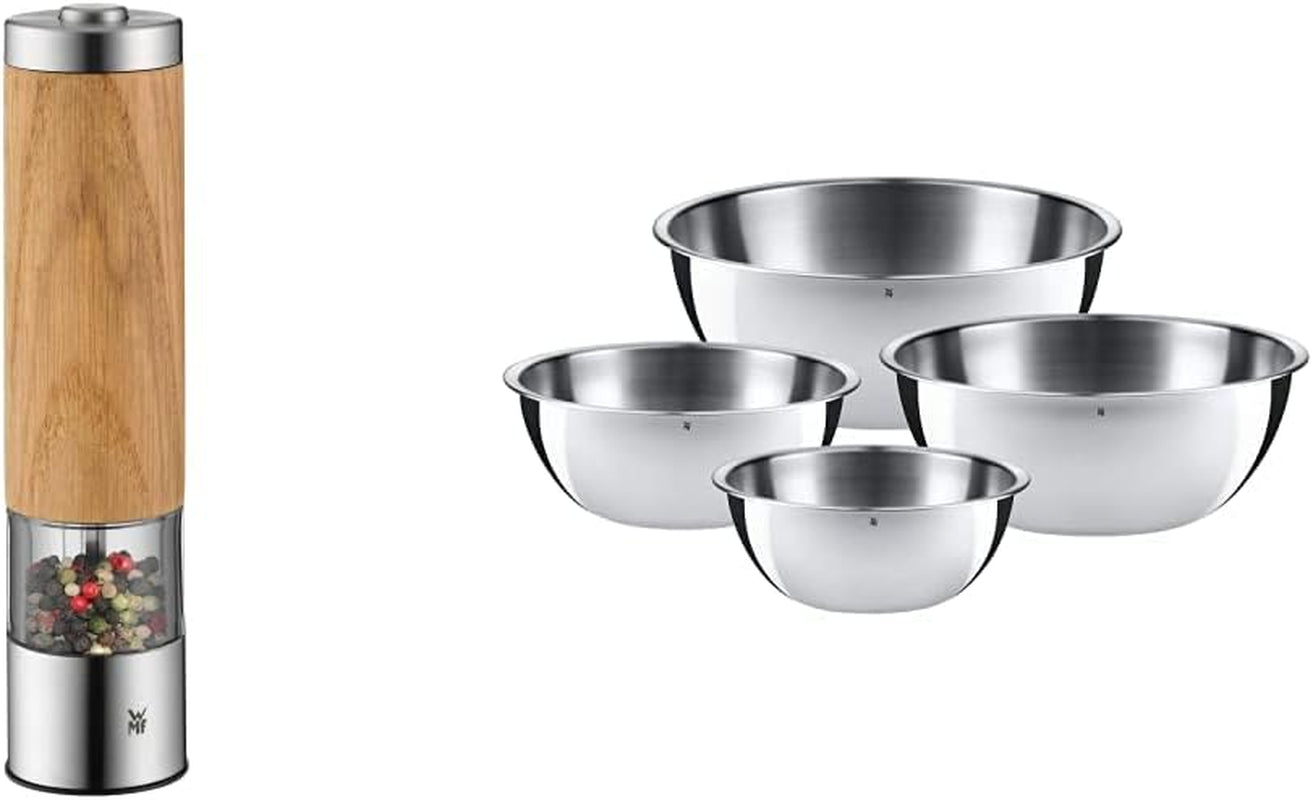 Set WMF Ceramill Oakwood Cromargan, râsnita electrica si set de boluri Gourmet For The Kitchen 4 bucati Rasnite si Feliatoare Naty Shop Pachet cu set de boluri
