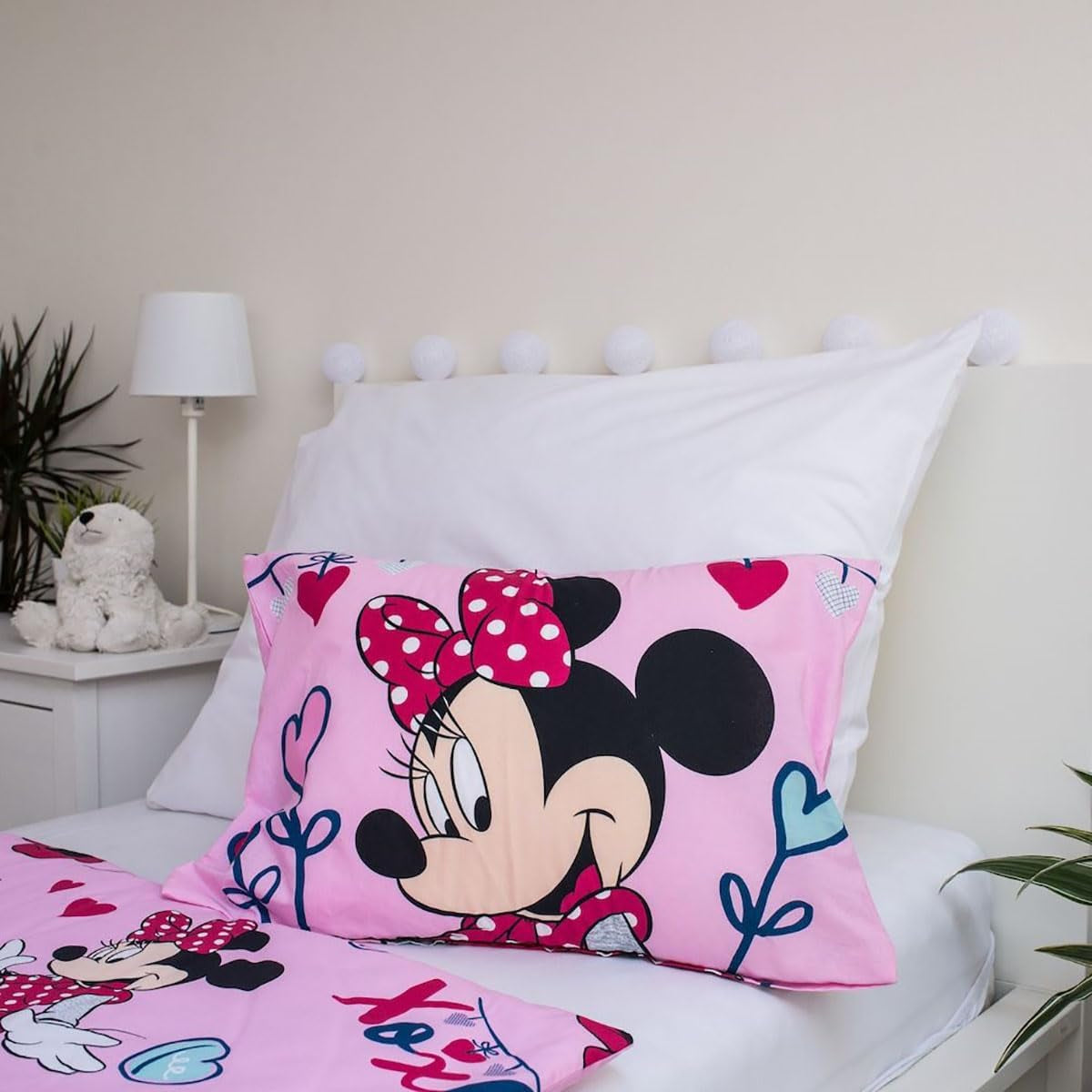 Lenjerie de pat Disney, Minnie Mouse Pink Baby, 100% bumbac cu fermoar Lenjerie de pat - copii Naty Shop