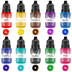 Fettlösliche Lebensmittelfarbe - 10 Farben Ölbasis Lebensmittelfarben Für Schokolade, Süssigkeit, Kuchen, Backen, Macaron - Konzentrierte Barwnik spożywczy Für Tortendeko, Buttercream, Fondant - Je 10Ml Naty Shop