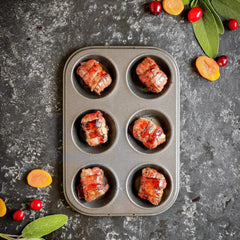 Masterclass 6-Loch-Muffinblech Mit PTFE-, PFOA- Und Bpa-Freiem Antihaftbeschichtung, Robustes 1Mm Dickes Karbonstahlblech, 27 X 18Cm Cupcake-Form Formy i blachy do pieczenia Naty Shop