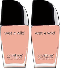 Lakier do paznokci Wet n Wild Wild Shine, bez formaldehydu, toluenu i ftalanów, długotrwała formuła szybkoschnąca, łaskoczący róż (2 szt.)