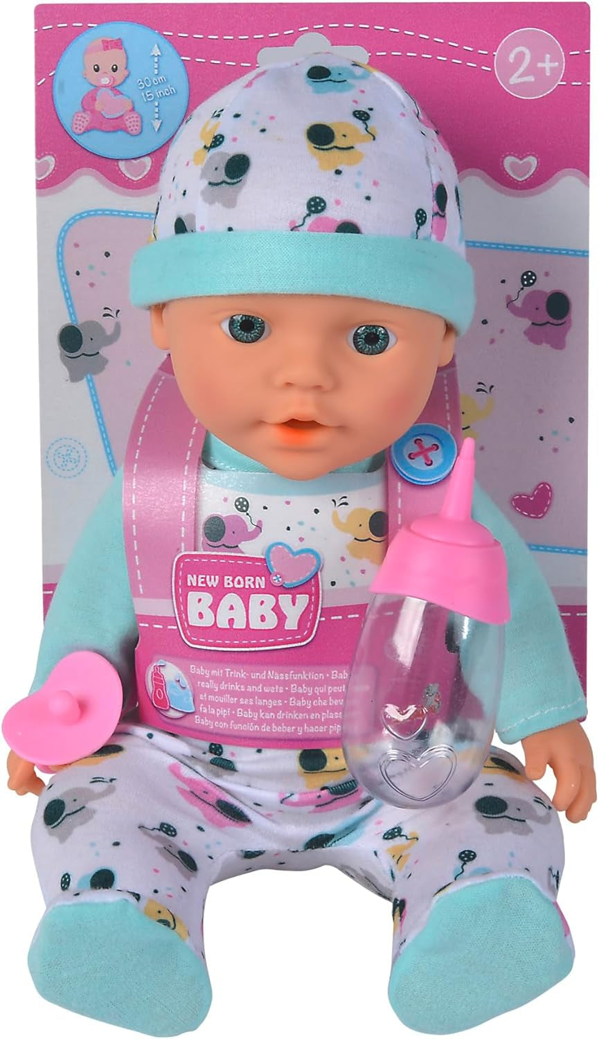 Noworodek Baby Elephant Vinyl Doll z funkcją karmienia i picia, butelką i smoczkiem, 30 cm, 2 lata Naty Shop Dolls Domyślny tytuł