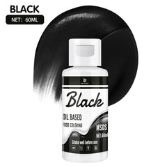 Fettlösliche Lebensmittelfarbe Für Schokolade - 60Ml Ölbasis Lebensmittelfarben Für Fondant, Torten Dekoration, Backen - Flüssige Food Coloring Für Kakaobutter, Buttercream, Kuchen (Schwarz) Naty Shop