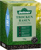 Dehner Saatgut Trockenrasen, Hochwertige Rasensamen Für Strapazierfähigen/Trockenheitsresistenten Rasen, Schnell Keimend/Pflegeleicht, Ideal Für Heiße Sommermonate, 3 Kg Für Ca. 100 M²