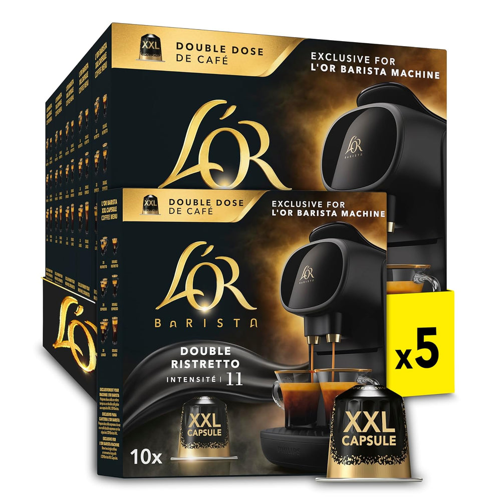 L'OR Barista Kaffeekapseln Ristretto, exklusiv für L'OR Barista Maschinen, 5er Pack, 5 x 10 Kapseln