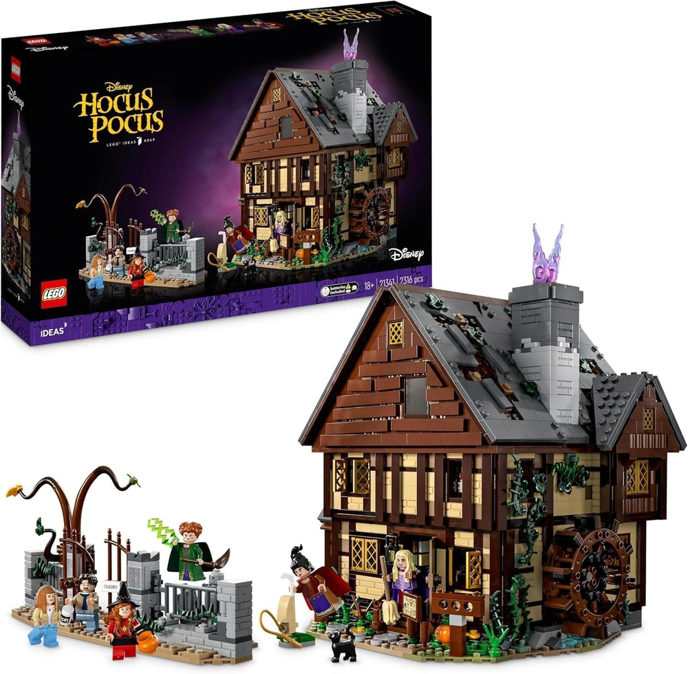 LEGO Ideas Hocus Pocus: Dom czarownicy sióstr Sanderson, zestaw kolekcjonerski dla dorosłych z domem, 6 minifigurek i akcesoria, kobiety i mężczyźni 21341 Zestawy do budowania Besuche den LEGO-Store wielokolorowe