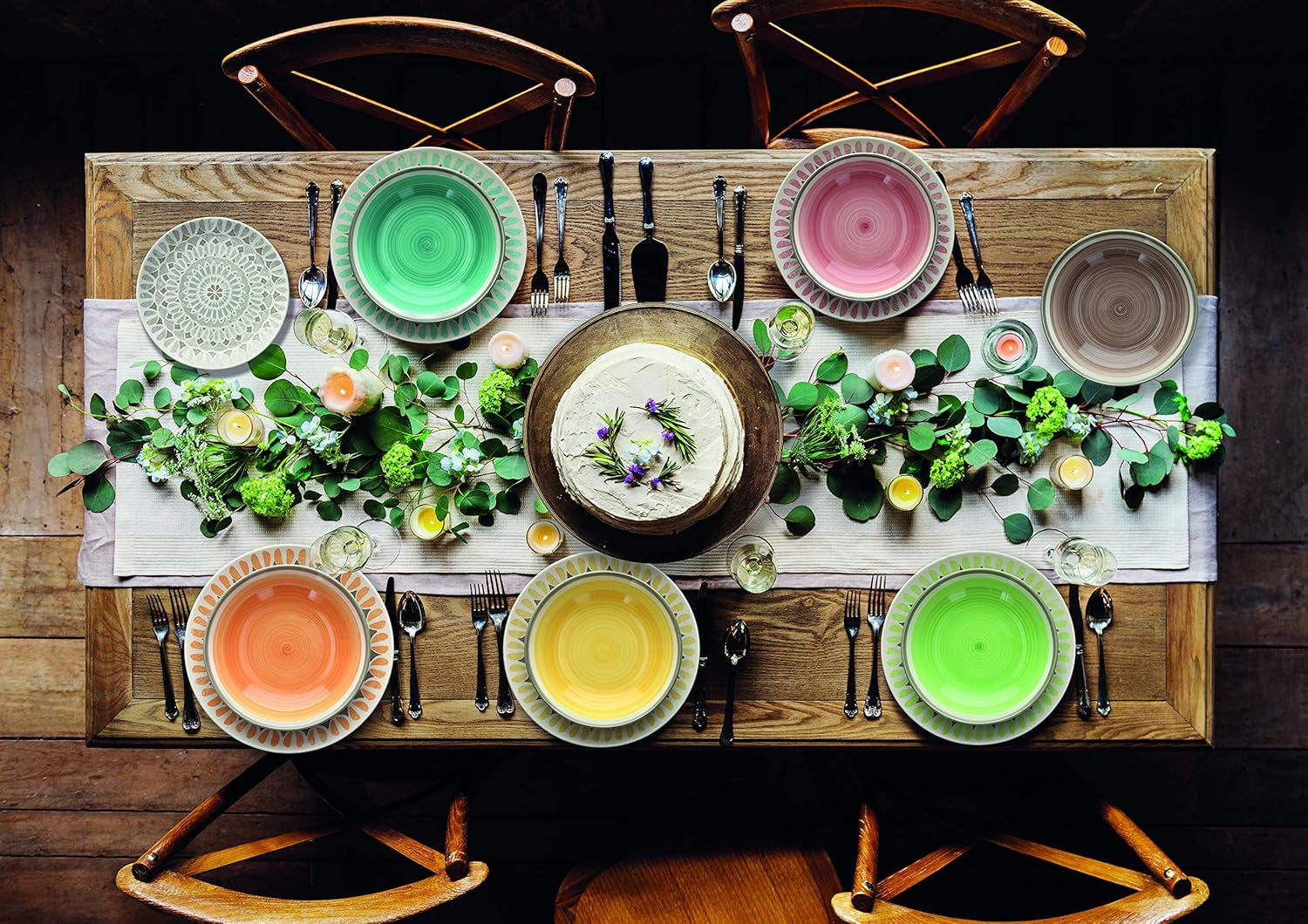 LS17018M064 Kapstadt Geschirrset, 18-Teilig, Keramik, Mehrfarbig, Rund, 8489 Gramm Seturi vesela masa Naty Shop