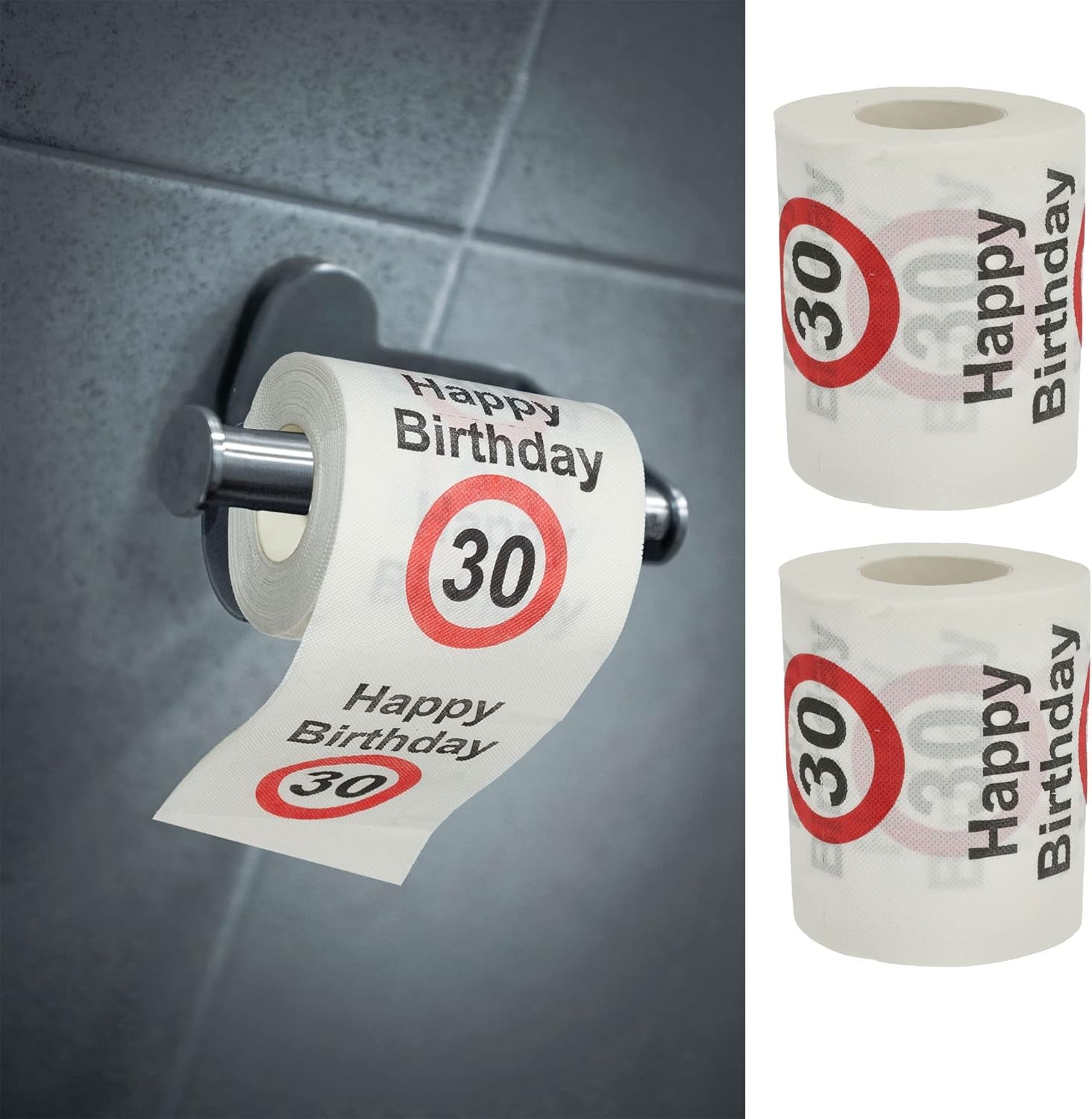 Set de 4 hârtii igienice "La mulți ani 40" │40th birthday 24 metri 2-țesături 180Gr/Qm │ Hârtie igienică motiv hârtie igienică (4 X hârtie igienică 40)