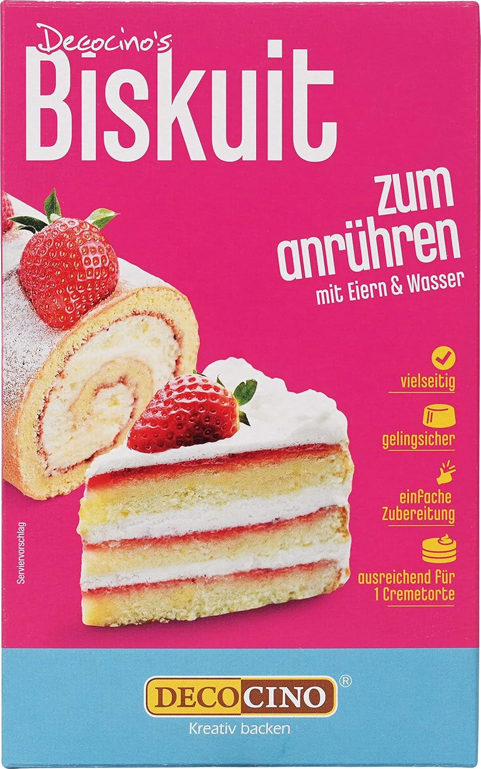DECOCINO Biscuit Backmischung (250 G) – Einfache Zubereitung – Gelingsicher – Zum Backen Von Luftigen Biskuitböden, Creme-Torten, Biskuitrollen Uvm. Domyślny tytuł sklepu Naty