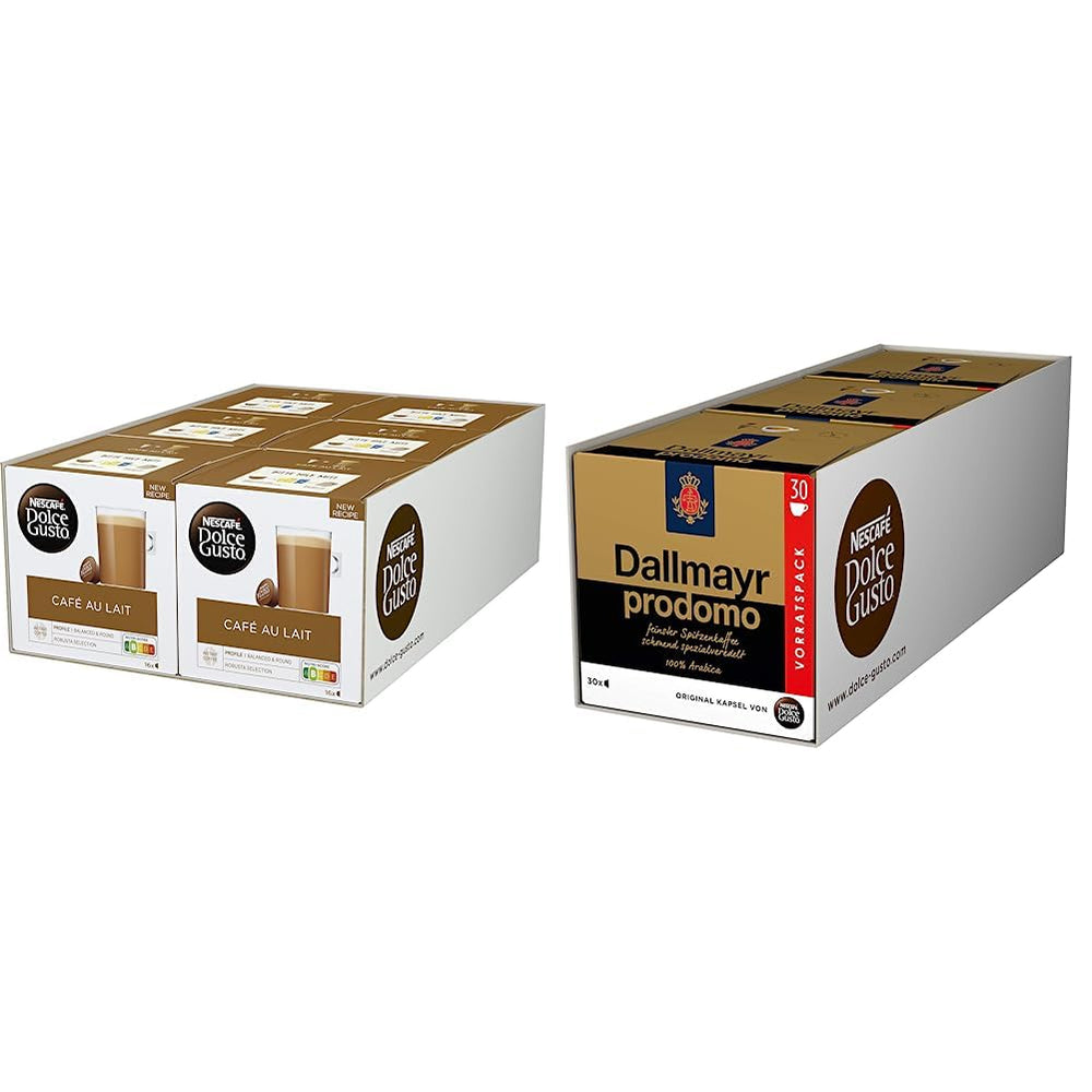 NESCAFÉ Dolce Gusto Café au Lait 96 Kaffeekapseln (ausgewählte Robusta Bohnen & Dallmayr Prodomo