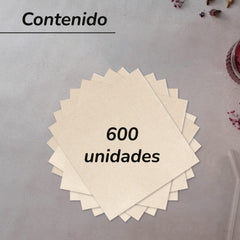- 600 bucăți de șervețele de cocktail marca Bio-Eco - Culoare Naturală - 100% Reciclabile - Micropoint - 10 X 10 Cm (Pliate) Și 20 X 20 Cm (Nepliate)