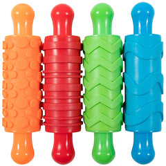 Mal- und Ton-Texturwalzen - 4er-Set - strukturalny Knetrollen für Kinder - Vielseitige Muster zum Basteln und Dekorieren