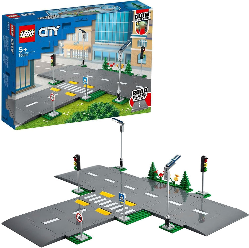 LEGO City Straßenkreuzung mit Ampeln, Bauset mit im Dunkeln leuchtenden Steinen 60304