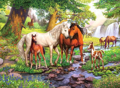 Ravensburger puzzle pentru copii - 12904 Cai sălbatici lângă râu - Puzzle cu cai pentru copii de 9 ani și peste, cu 300 de piese în format XXL Puzzle Naty Shop