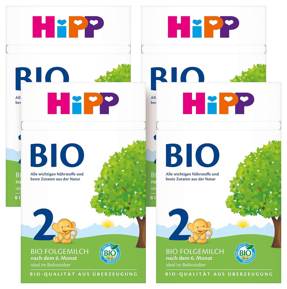 HiPP 2 Organiczne mleko następne (4 x 600g), po 6 miesiącu, z Omega-3 (DHA, ALA), wapniem i łatwą w przygotowaniu skrobią organiczną, najwyższej jakości organicznej
