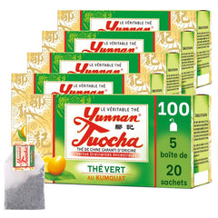 Yunnan Tuocha Zouji - Ceai verde organic cu kumquat - Vitamina C - 100 pliculețe de ceai - 200 g - Calitate Yunnan garantată