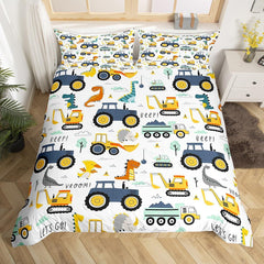 Zestaw pościeli samochodowej Jungen 135X200,Kinder Bau Fahrzeuge Tröster Abdeckung Für Kind Kleinkind Teens,Dinosaurier Bettbezug,Traktor Maschinerie Bagger Bettdecke Abdeckung,Lkw Autos Bettdecke Naty Shop